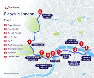 Map Day 1 London Itinerary