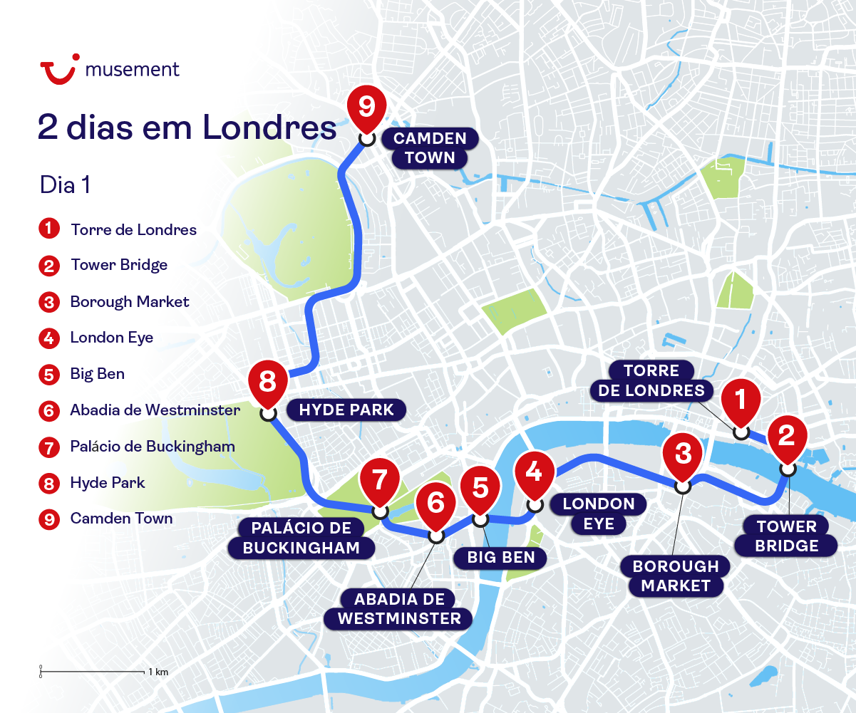 Map Day 1 London Itinerary
