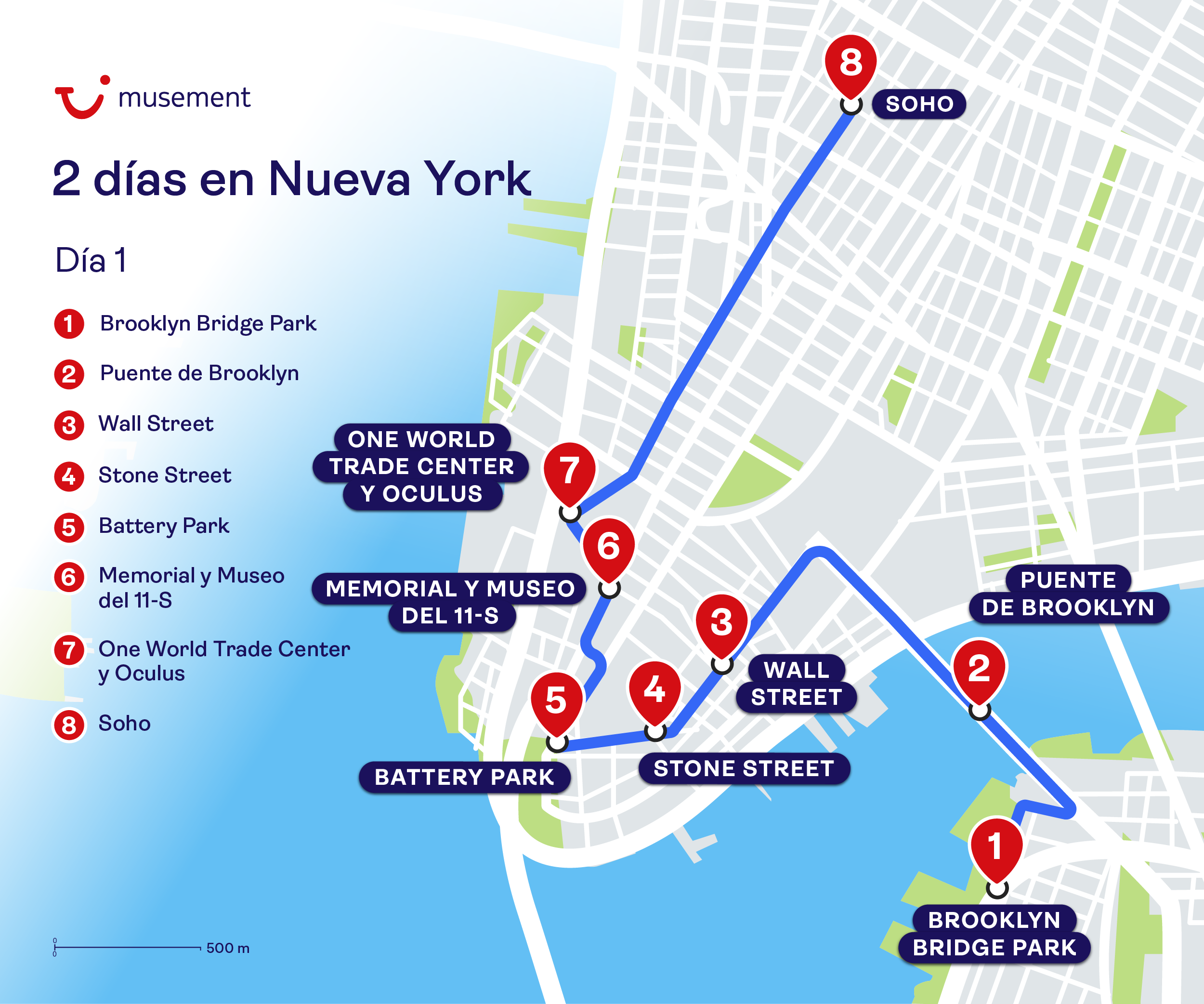 itinerario nueva york dia 1 - mapa