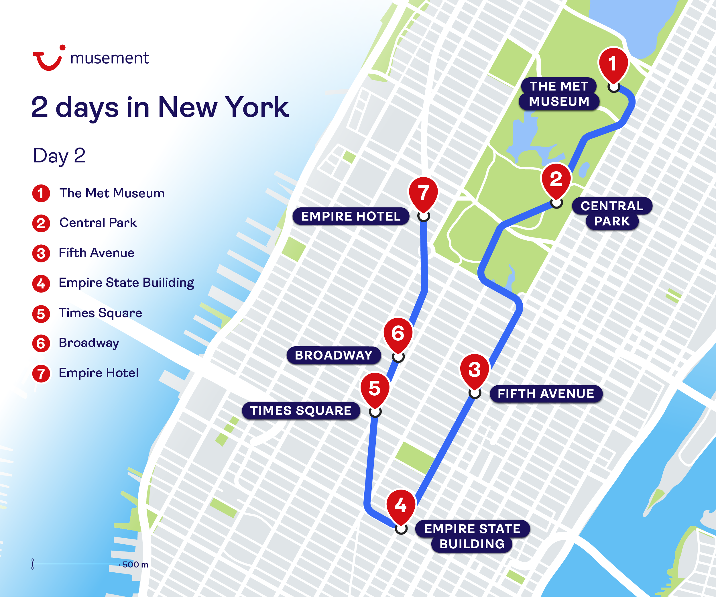 new york itinerary day 2 - map