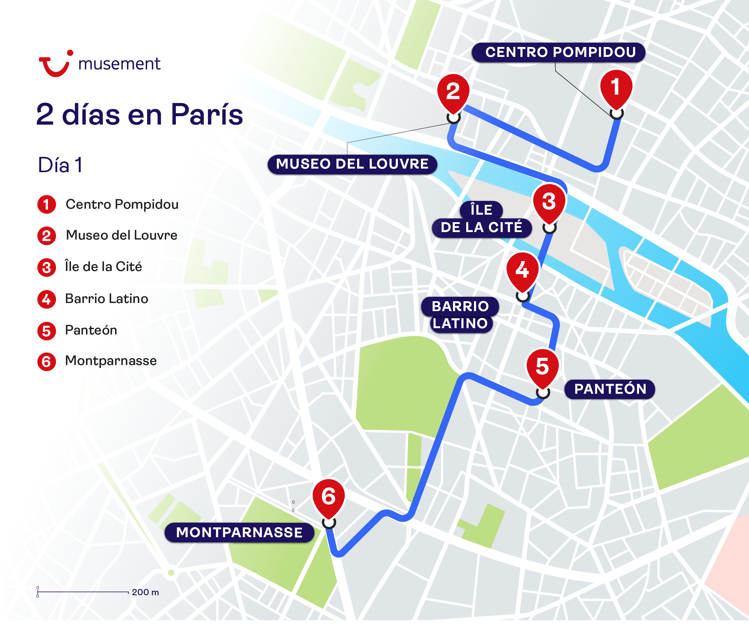 itinerario paris - dia 1 mapa