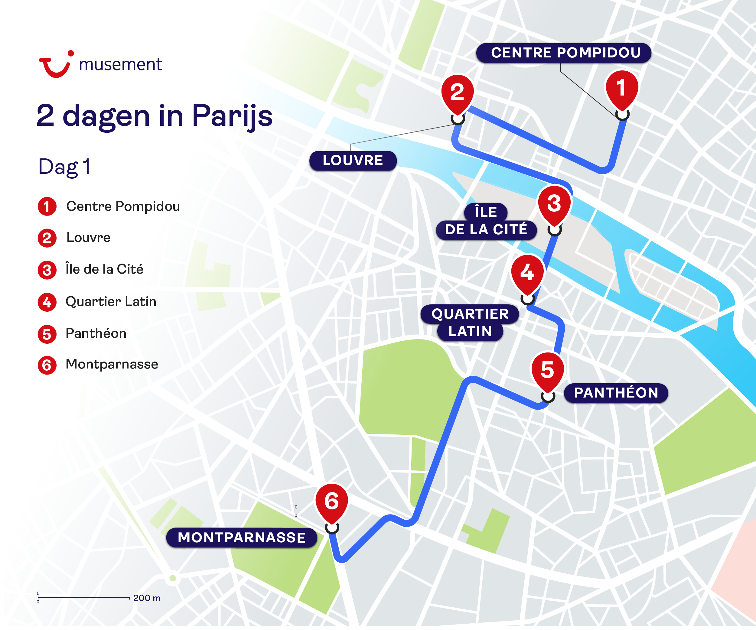 Reisroute Parijs - Dag 1