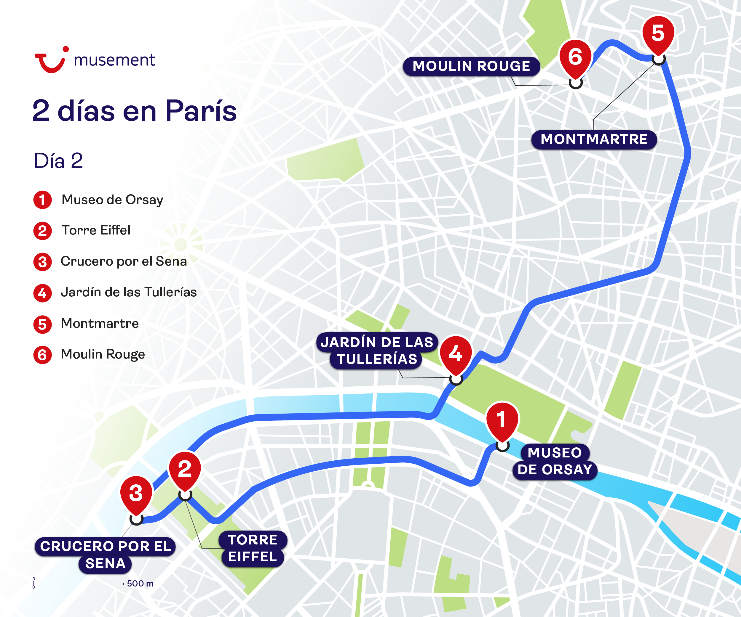 itinerario paris dia 2 - mapa