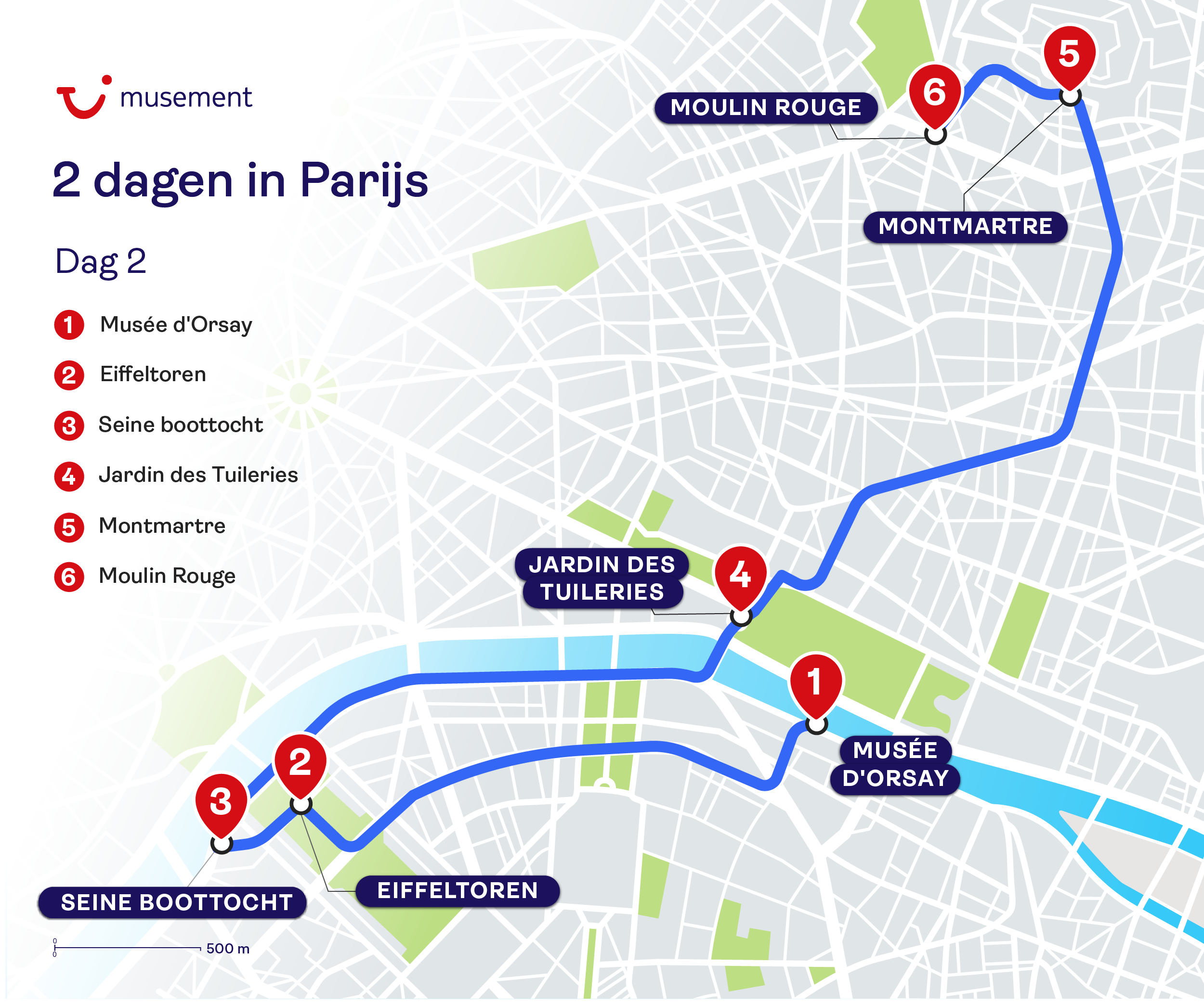 Reisroute Parijs - Dag 2