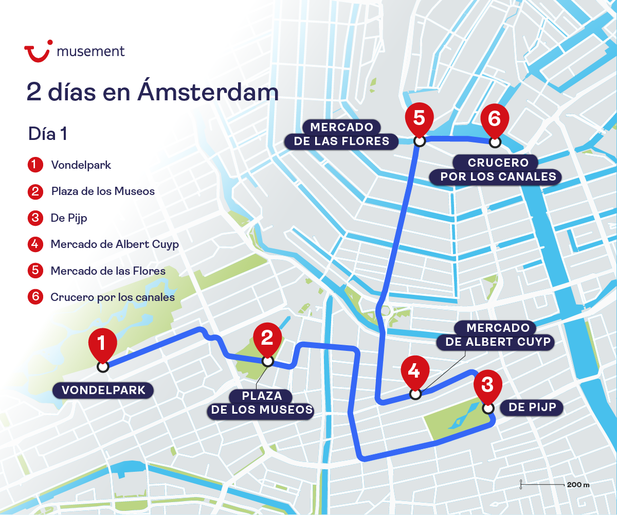 itinerario amsterdam dia 1 - mapa