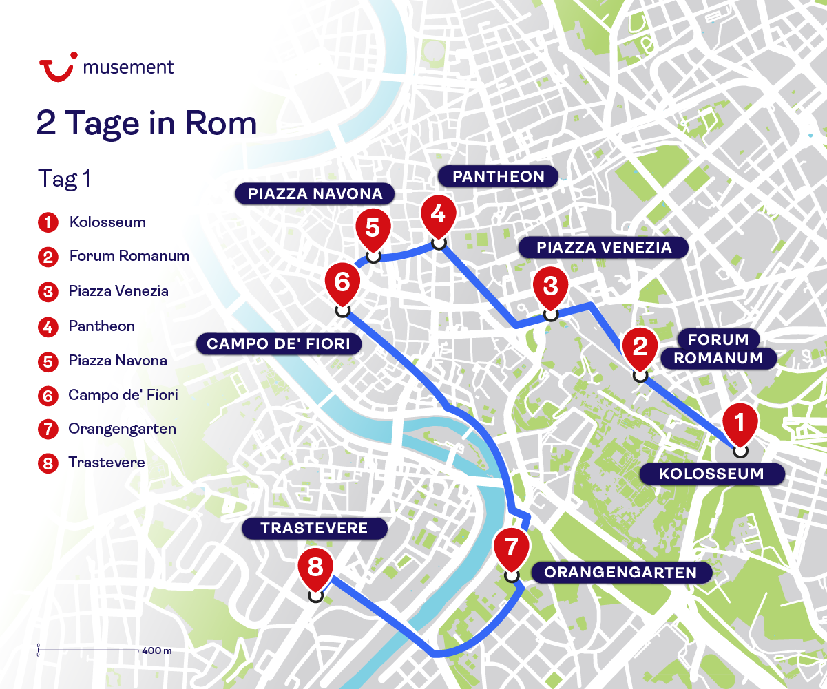 Map Day 1 Rome Itinerary