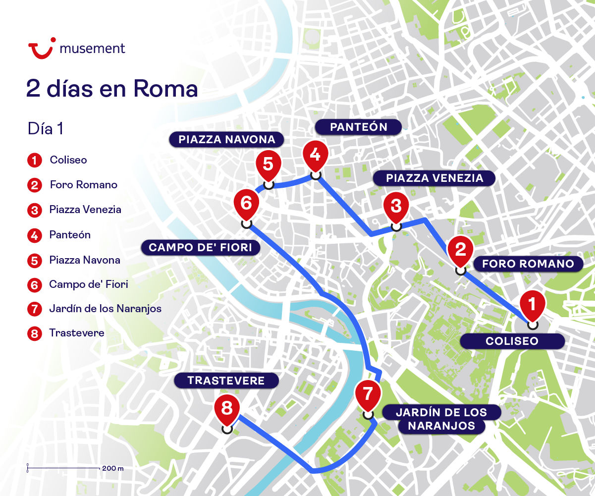 Mapa día 1 itinerario de Roma